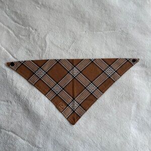 EUC Canoodle Cinnamon Autumn Plaid Dog Bandana, Brown, White, Black, Size Medium